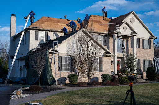 Roof replacement work in progress on a residential home in New Hope PA
